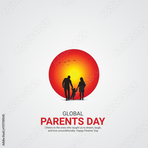 global parent's day. parent's day creative ads design Jun 1 . social media poster, vector, 3D illustration. © vecgrapstock