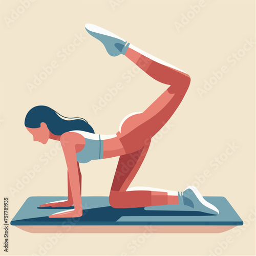 illustration of a woman stretching muscles on a mattress