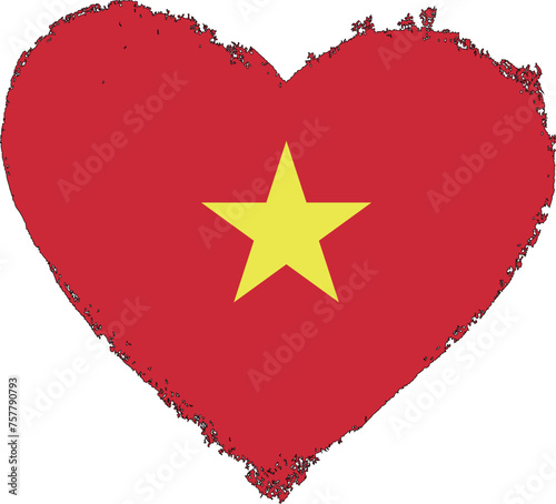 Vietnam flag in heart shape.
