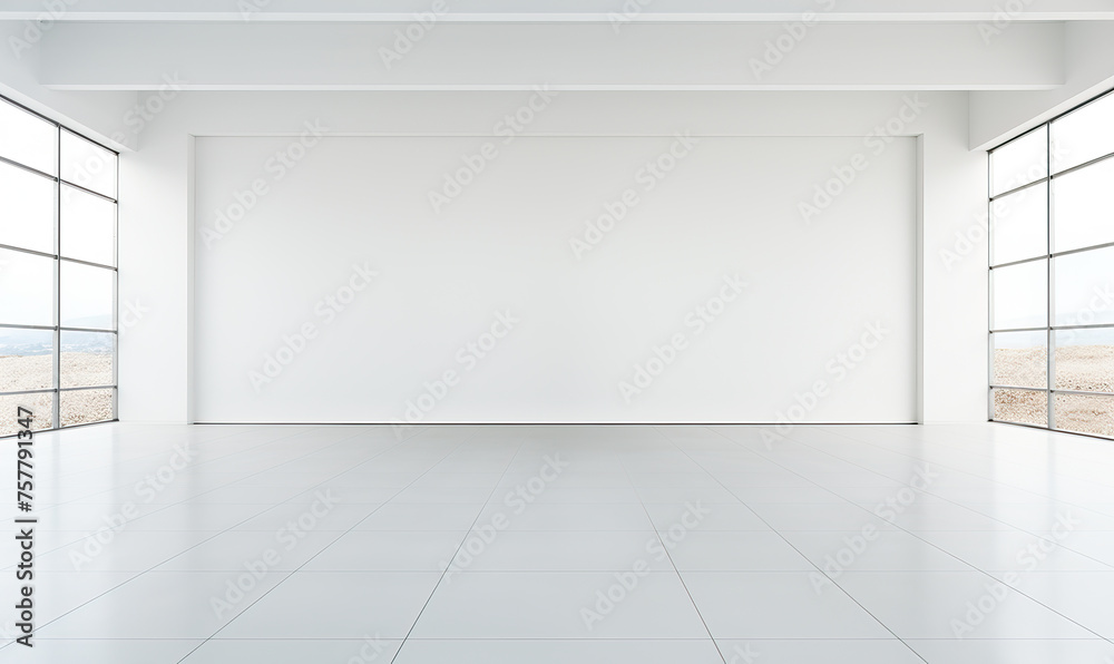 Empty white room with a view from the window. Empty white room with a view from the window.