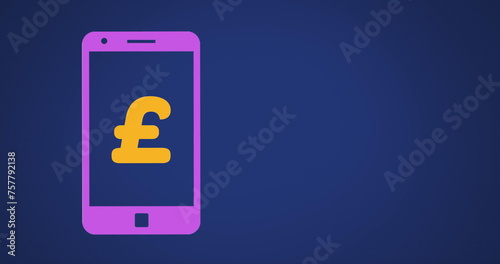 A pink smartphone displays a pound sterling symbol