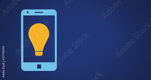 A light bulb is displayed on a smartphone screen