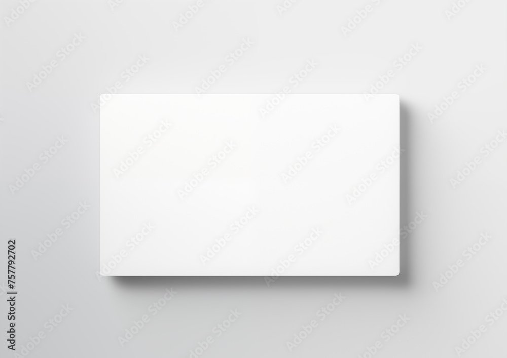 Blank white card over light grey background - mock-up render illustration. Blank white card over light grey background - mock-up render illustration.