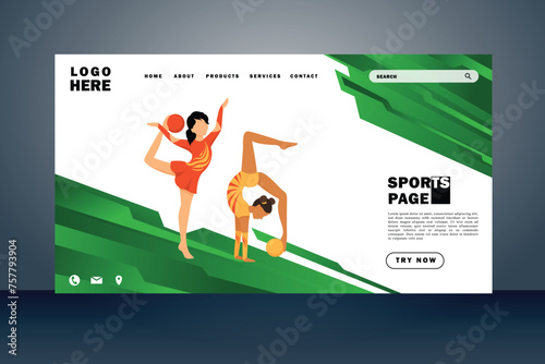  Sport landing page flat design