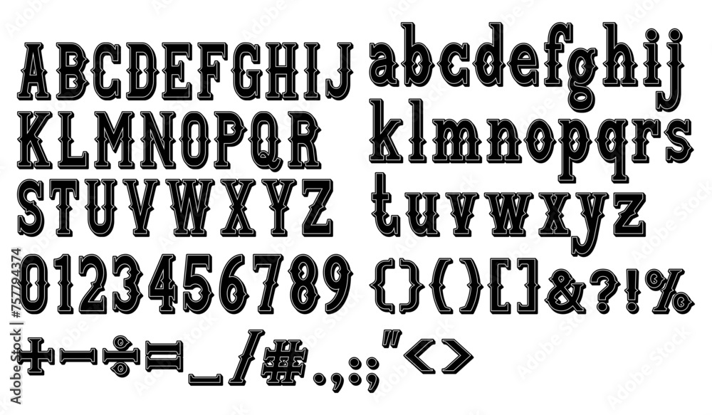 3d Western alphabet letters font