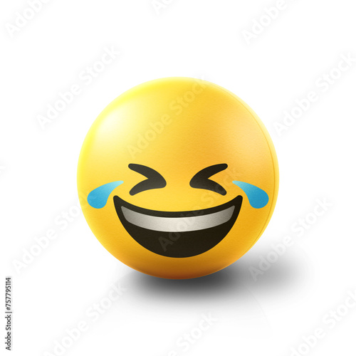Foto Laughing out loud and crying Emoji stress ball on shiny floor