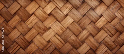 A detailed closeup of a brown wicker basket texture showing intricate patterns and shades resembling hardwood flooring  perfect for building material inspiration