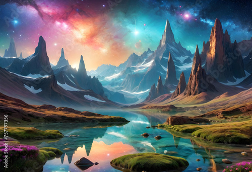 Galactic Landscape Background  Background  Galactic  Space  Universe  Cosmos  Stars  Nebula  Astronomy  Outer Space  Fantasy  Sci-Fi  Astral  Sky  AI Generated