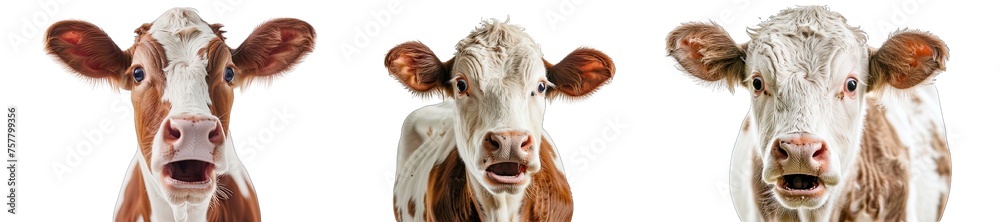 Collection of PNG. Healthy cow with a surprised isolated on a transparent background. Collection of PNG. Healthy cow with a surprised isolated on a transparent background.