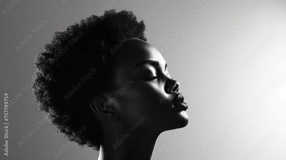 Beautiful black skin woman model , black white color Beautiful black skin woman model , black white color