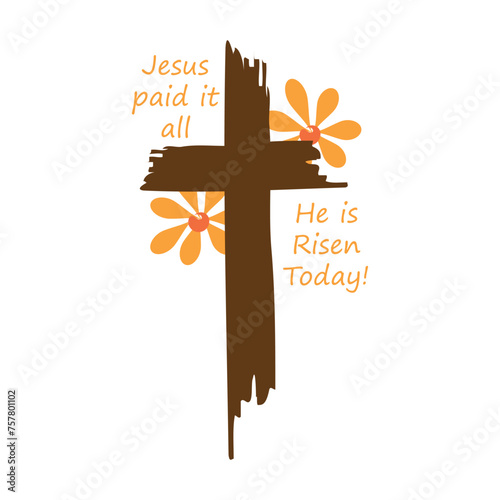 Christian typography design for sticker. The message of the Gospel of Jesus Christ. Bible lesson for kids or use as poster, card, flyer or T Shirt
