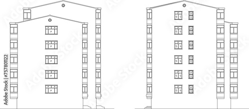 vector sketch illustration design architectural drawing of flats and hotels