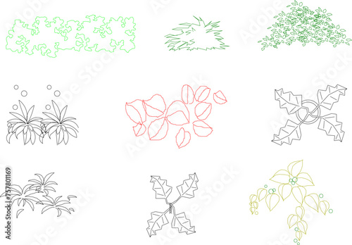 Adobe Illustrator Artwork Vector sketch illustration of a collection of tree plants for completeness of the image 
