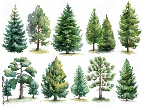 Balsam Fir  A Collection of Stylized Tree Illustrations Generative AI