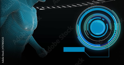Image of human running with scope scanning and data processing