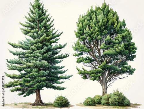 Eastern Redcedar - Juniperus virginiana: A Collection of Modern Illustrations Generative AI photo