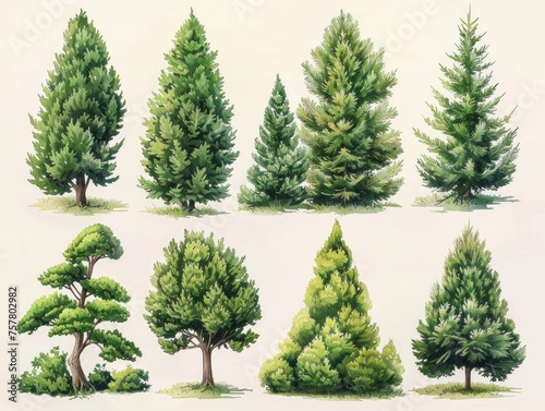 Eastern Redcedar - Juniperus virginiana  A Collection of Modern Illustrations Generative AI