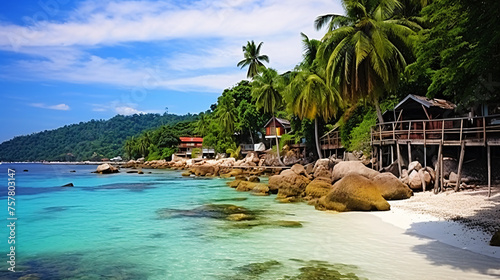 Serene view on the seaside of Perhentian Kecil Island photo