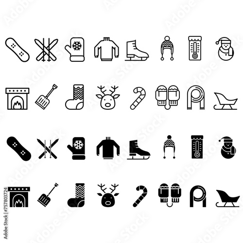 Winter vector icon set. snow illustration sign collection. cold symbol.