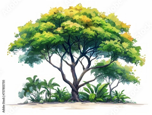 Papaya Tree  Stylish Illustration of Modern Tree Collection Generative AI