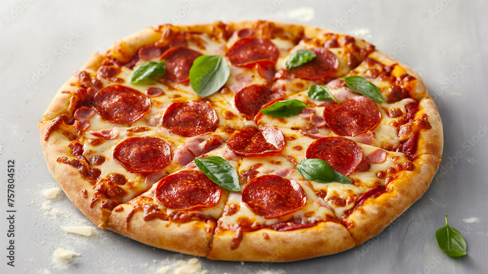 Classic Pepperoni Pizza with Fresh Basil