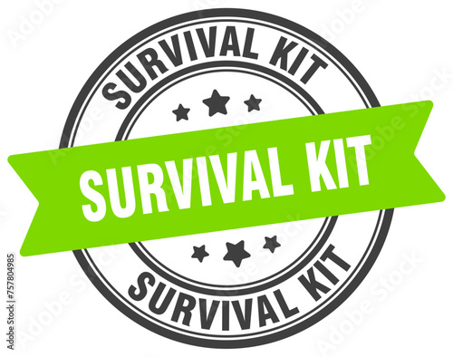 survival kit stamp. survival kit label on transparent background. round sign