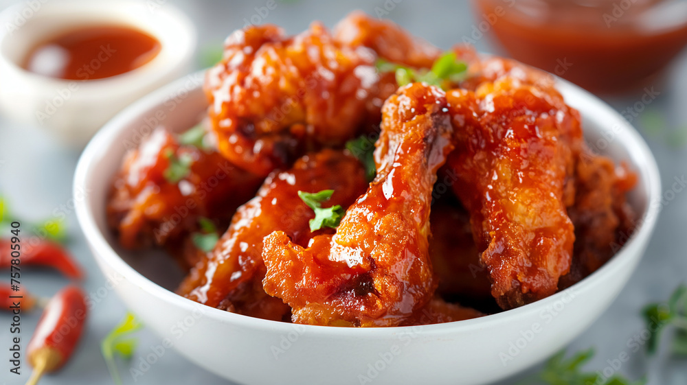 Sticky Barbecue Chicken Wings with Green Onion Sticky Barbecue Chicken Wings with Green Onion