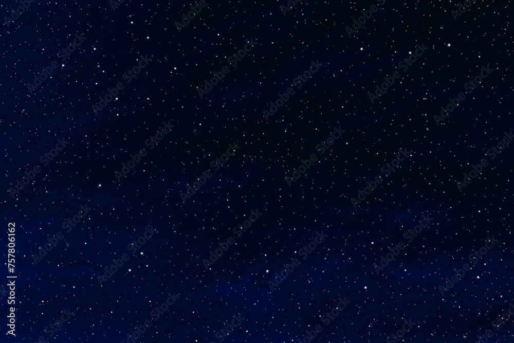 Starry night sky. Dark night sky galaxy space background. Glowing stars in space.