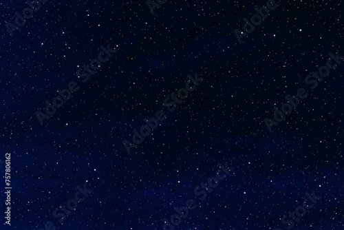 Starry night sky. Dark night sky galaxy space background. Glowing stars in space.