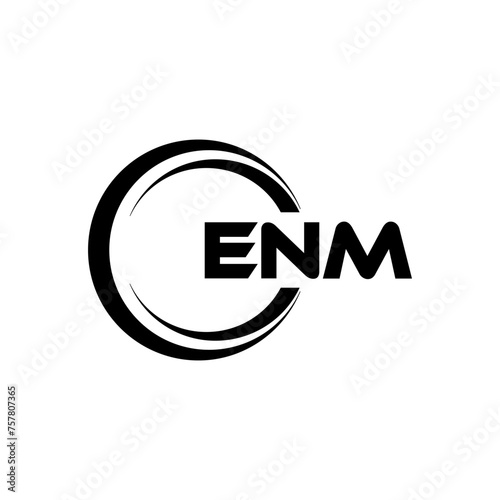 ENM letter logo design in illustration. Vector logo, calligraphy designs for logo, Poster, Invitation, etc.