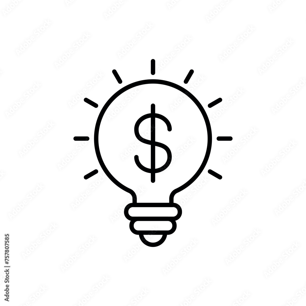 Money idea icon vector illustration. Lightbulb with dollar on isolated background. Make money sign concept. Money idea icon vector illustration. Lightbulb with dollar on isolated background. Make money sign concept.