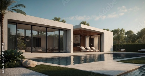 Minimalist sophistication Exterior view of modern private houses showcasing sleek residential architecture © Hashim