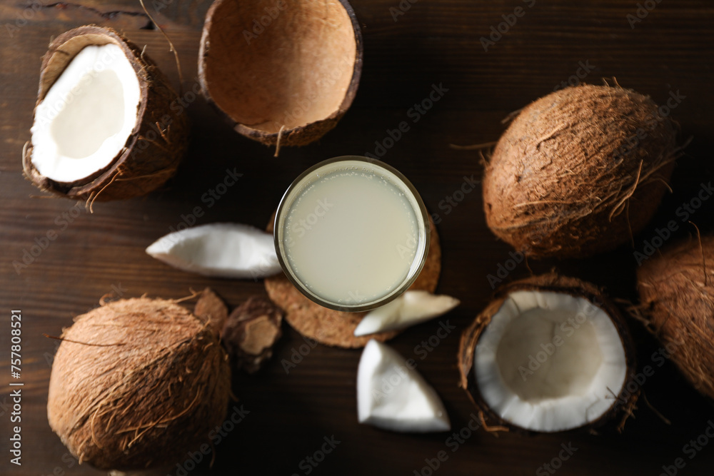 Coconut water, concept of tasty and natural coconut drink