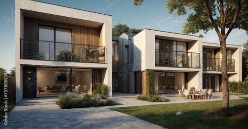 Private townhouses with a modern modular twist Minimalist architecture shapes the residential exteriors © Hashim
