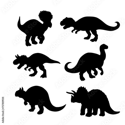 set of dinosaurs silhouettes © CHAIYAPHON