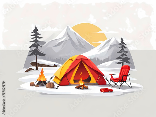 Colorful tents in various camping atmospheres for ecotourism illustration type 3
