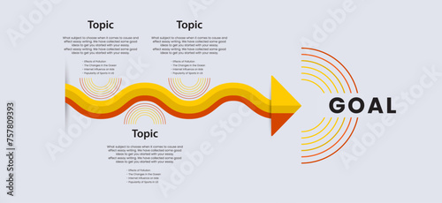 Reaching arrow Steps to the goal, oppotunity, and success infographic templates design. used in business and finance process of workflows vector, illustration photo