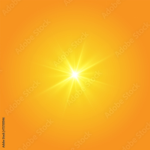 Warm sun on a yellow background. Leto.bliki solar rays	