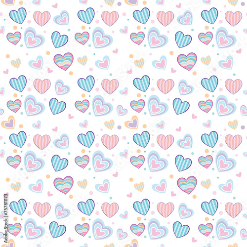 seamless vector pattern illustration hearts, and cute 