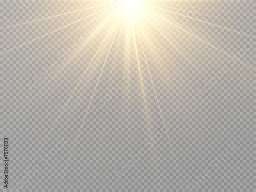 Collection of realistic light flashes.Golden shining light effect.Bright sun sparkles with stars and sparkles.	