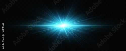 Bright particles, burning blue lights, stars, lasers. Vector.