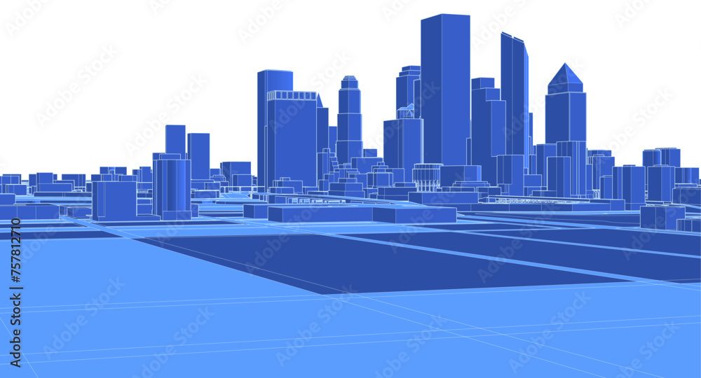 Fototapeta premium modern city sketch 3d illustration 