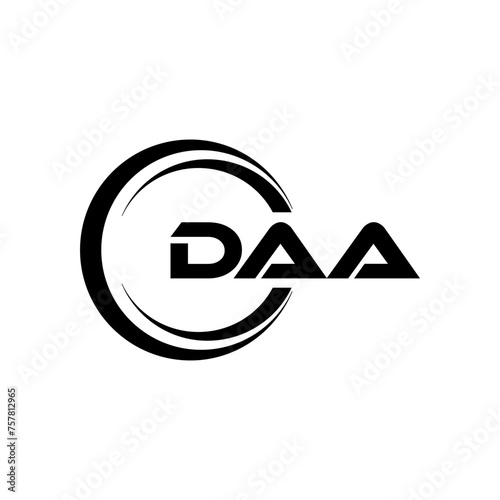 DAA letter logo design with white background in illustrator, cube logo, vector logo, modern alphabet font overlap style. calligraphy designs for logo, Poster, Invitation, etc.
