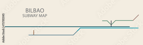Bilbao city subway vector map colored