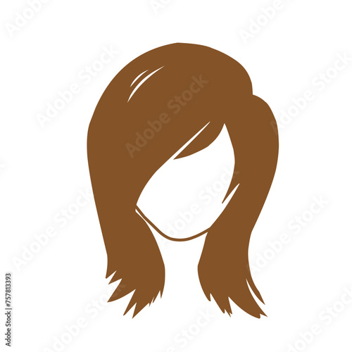 Vector design for a beautiful collection of women's hairdos, brown in color.