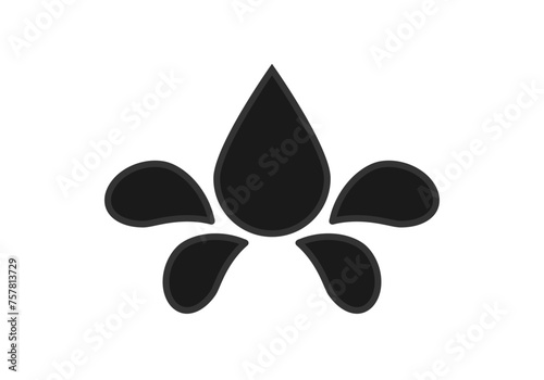 Icono negro de gota de petróleo salpicando.