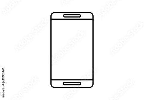 Icono negro de pantalla de smartphone en fondo blanco. 