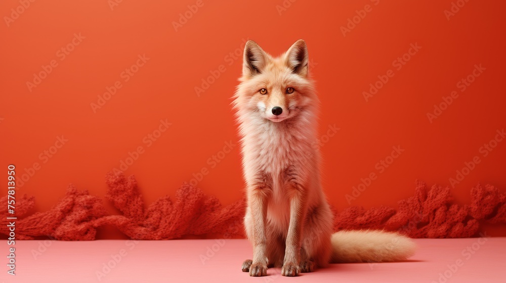 Vibrant Dazzling Dhole on Solid Background