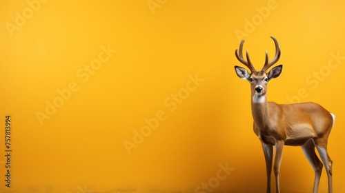 Majestic Deer Against Solid Wall Background