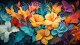 Exotic Blooms Against Teal Background